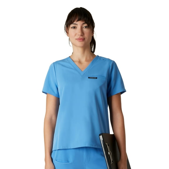 Women's Bari V-Neck Antimicrobial Scrub Top with Chest Pocket and ID Loop