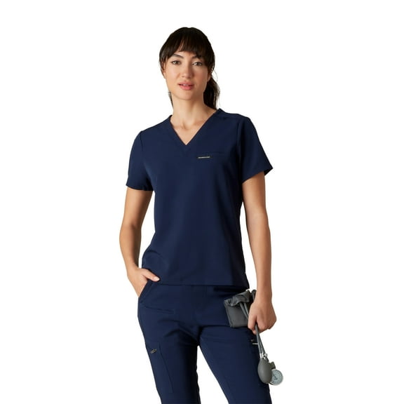 Women's Bari V-Neck Antimicrobial Scrub Top with Chest Pocket and ID Loop