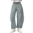 thumbnail image 1 of Women's Barrel Leg Ankle Sweatpants Drawstring Wide Leg Lounge Pants Baggy Casual Dancer Pants Streetwear with Pockets, 1 of 7