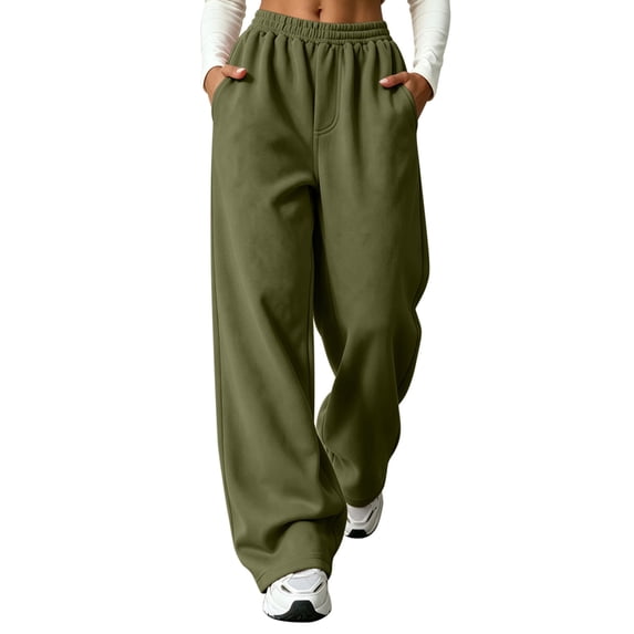 Women's Barrel Leg Jogger Pants, High Rise Elastic Waist, Side Pockets, Tapered Fit