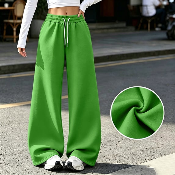 Women's Barrel Leg Sweatpants Wide Leg Lounge Pants Drawstring Elastic Waist Sweatpant With Pockets 3XL