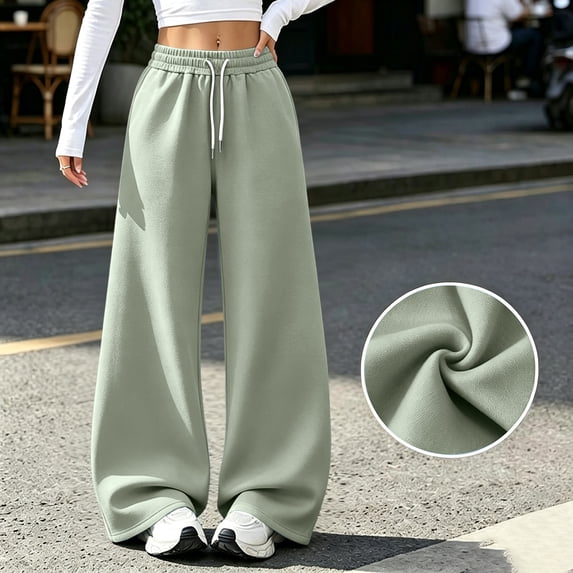 Women's Barrel Leg Sweatpants Wide Leg Lounge Pants Drawstring Elastic Waist Sweatpant With Pockets XL