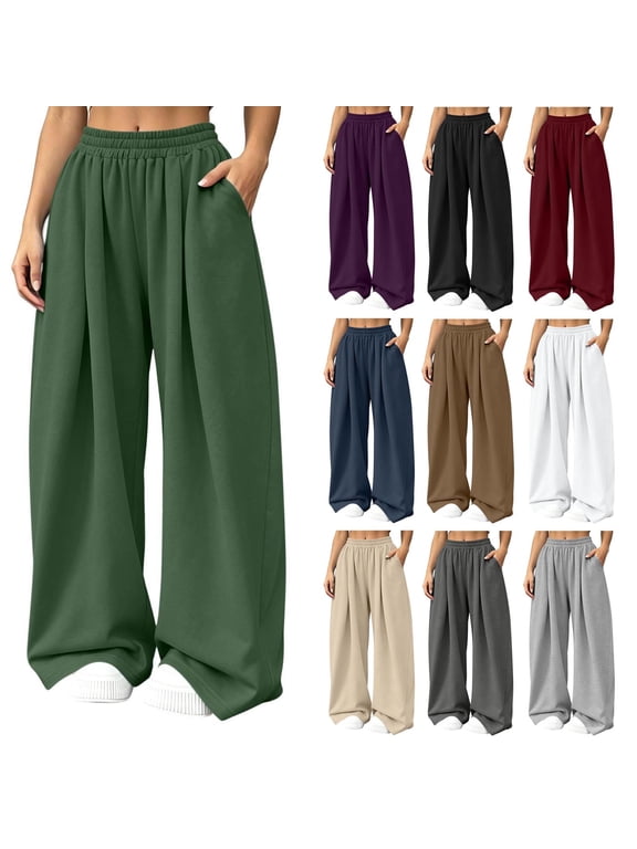 Women's Barrel Pants Wide Leg High Waist Sweatpants Elastic Oversized Athletic Joggers Trousers Fall Casual Lounge Sweatpants Women