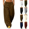 thumbnail image 1 of Women's Barrel Sweatpants, High Rise Elastic Drawstring Waist Pants with Side Pockets, Winter & Street Wear | VerBelle,Black M, 1 of 8