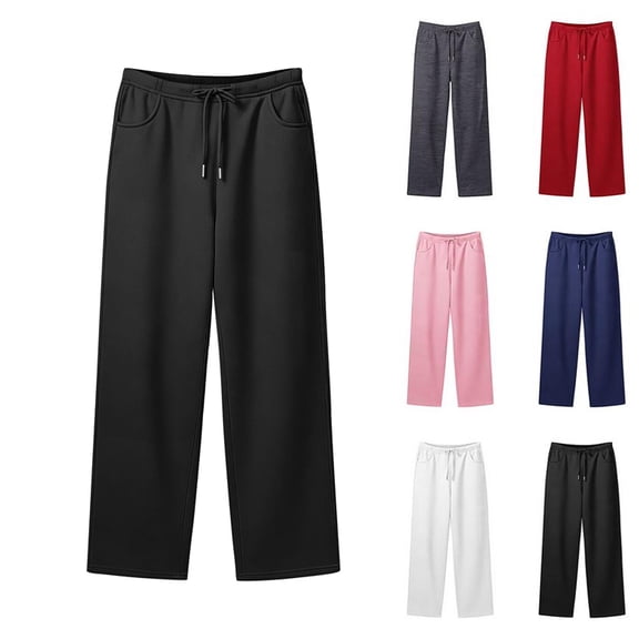 Women’s Barrel Sweatpants Loose Fit Lounge Pants Casual Wide Leg Pants Cotton Comfy Elastic Waist Joggers with Pockets,Black M