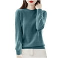 thumbnail image 1 of Women's Base Sweaters Soft Crewneck Plain Pullover Knitted Tops Long Sleeve Ribbed Hem Casual Fall Winter Jumpers (M, Navy), 1 of 3
