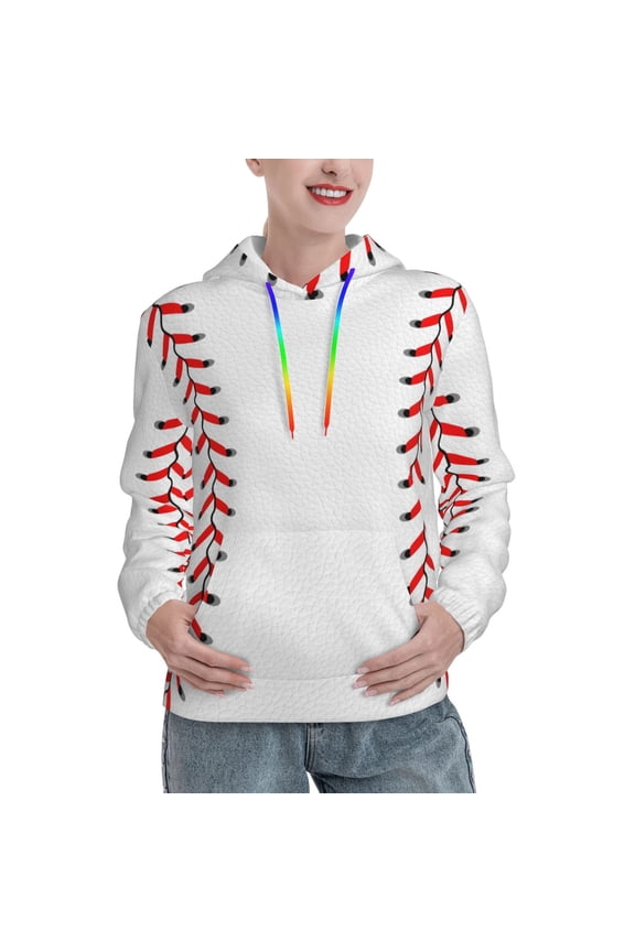 Women's Baseball 3D Printed Hooded Sweatshirt Long Sleeve Pullover Hoodies With Pocket X-Large
