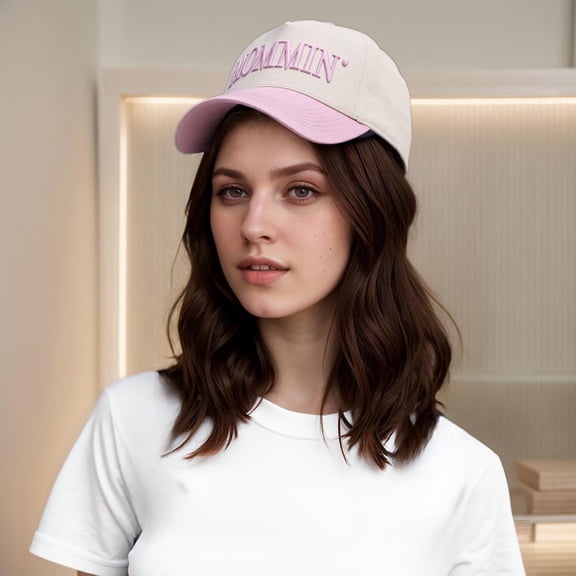 Women's Baseball Cap Canvas Trucker Hat For Men & Women Adjustable Baseball Cap With Mommin Embroidery Stylish Outdoor Ponytail Hat For Casual Wear White Foldable Bow Visor Softball Brimmed Hats for