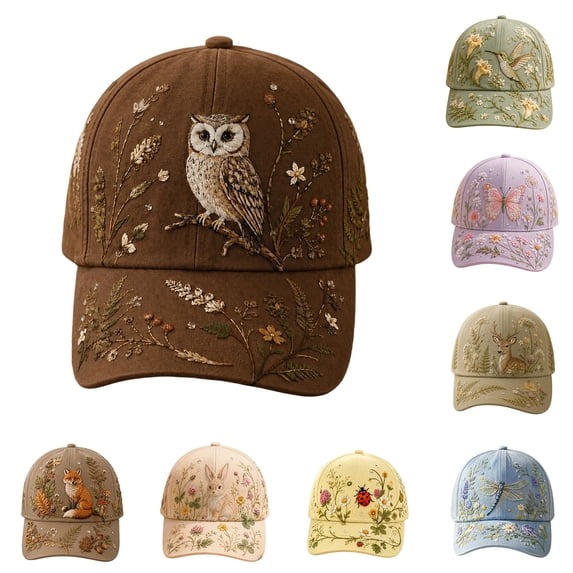 Women's Baseball Cap Embroidered Floral Hat, Vintage Breathable Adjustable Dad Hat, Garden Sun Cap