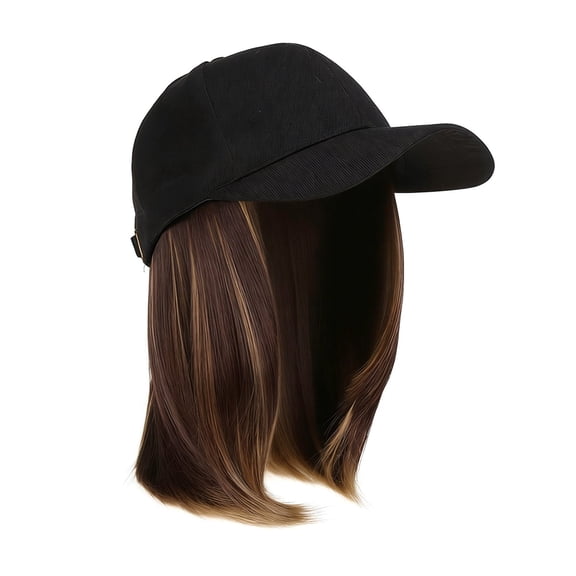 Women's Baseball Cap With Hair Extensions, 6-inch Synthetic Straight Cap Wig Adjustable Wig Cap With Hair, Suitable For Daily Wear, Casual Outdoor Summer Headwear