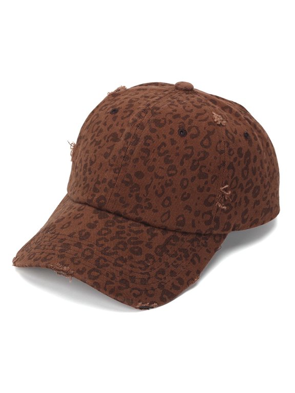 Women's Baseball Cap Leopard Print Washed Cotton Adjustable Hat