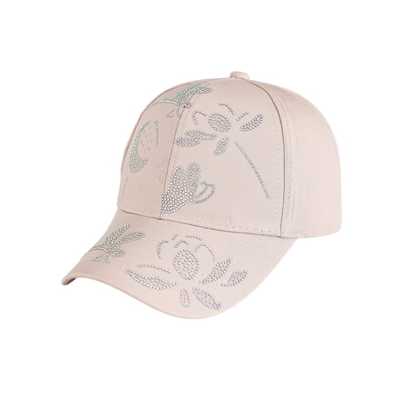 Women's Baseball Cap Shiny Sequins Adjustable Breathable Casual Sports Baseball Cap Trucker Hats Women Beige
