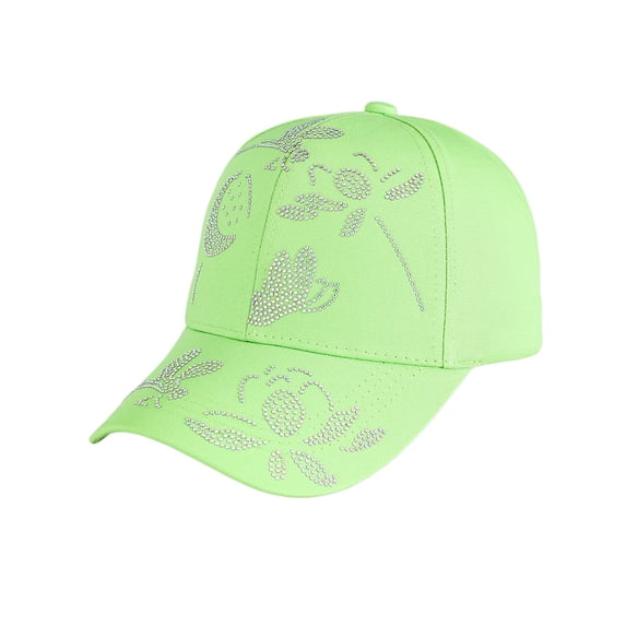 Women's Baseball Cap Shiny Sequins Adjustable Breathable Casual Sports Baseball Cap Trucker Hats Women Green
