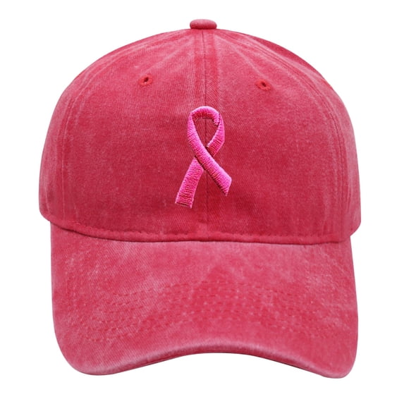 Women's Baseball Cap Soft Washed Ribbon Embroidered Adjustable Unisex Baseball Cap Trucker Hats Women Red