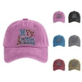 thumbnail image 1 of Women’s Baseball Cap Vintage Washed Distressed Dad Hat Embroidered Letter Retro Style Baseball Hat for Women Travel Sports Fan Outdoor Beach, 1 of 3