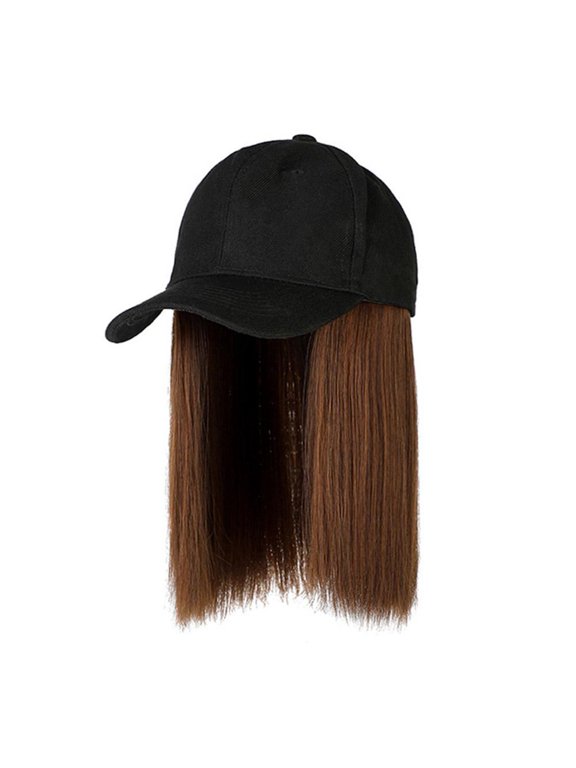 Women's Baseball Cap with Integrated Bob Wig, Adjustable Fashion Hair Hat for Casual Wear & Parties