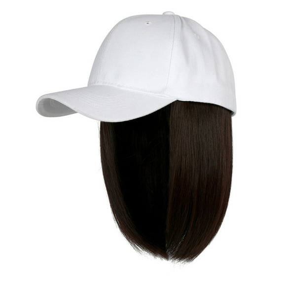 Women's Baseball Caps, Baseball Cap With Hair Extensions Straight Short Bob Hairstyle Adjustable Removable Wig Hat For Woman Girl Ash Blonde Mix Bleach Blonde,Women's Accessories Baseball Caps