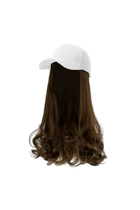 Women's Baseball Caps Baseball Cap With Hair Extensions Synthetic Hair Wig Baseball Hat With Hair Attached Long Pear Roll Curly Adjustable Curly
