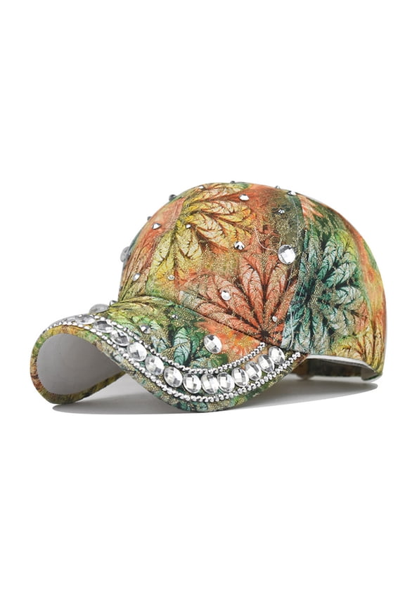 Women's Baseball Caps Female Summer Flash Drill Floral Print Baseball Caps Adjustable Hat Visors Star Women's Accessories Baseball Caps