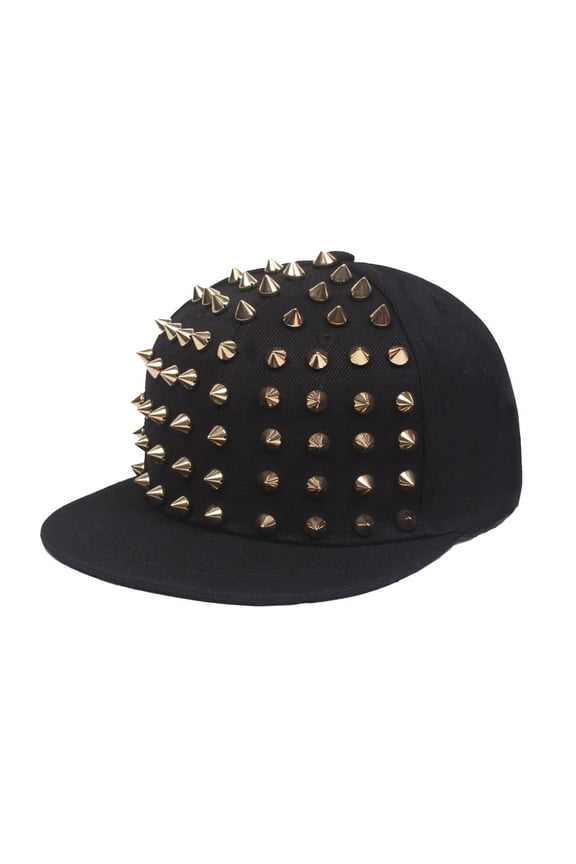 Women's Baseball Caps Womens/Mens Punk Rock Studded Cap Adjustable Hip Hop Baseball Hat Flat Brimmed Hat,Gold Women's Accessories Baseball Caps