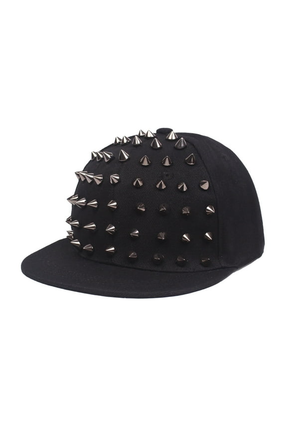 Women's Baseball Caps Womens/Mens Punk Rock Studded Cap Adjustable Hip Hop Baseball Hat Flat Brimmed Hat,Silver Women's Accessories Baseball Caps