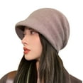 thumbnail image 1 of Women's Baseball Caps Womens Retro Rolled Hem Warm Fashion Hat Knit Hat Solid Trim Hat Warm Visor Beret Outdoor Activities Cap, Women's Accessories Baseball Caps, 1 of 4