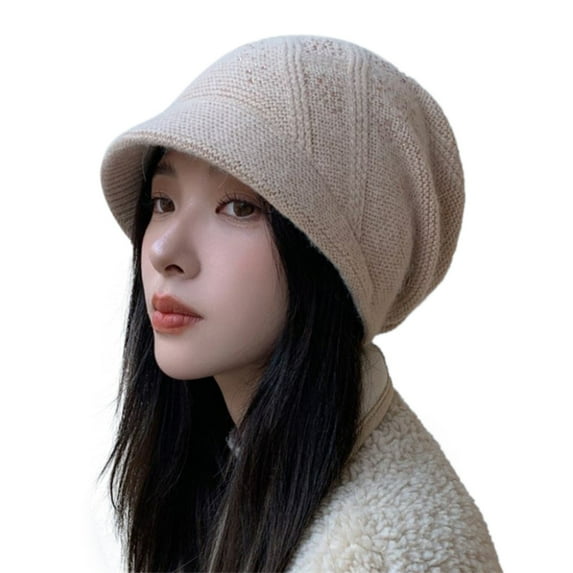 Women's Baseball Caps Womens Retro Rolled Hem Warm Fashion Hat Knit Hat Solid Trim Hat Warm Visor Beret Outdoor Activities Cap, Women's Accessories Baseball Caps