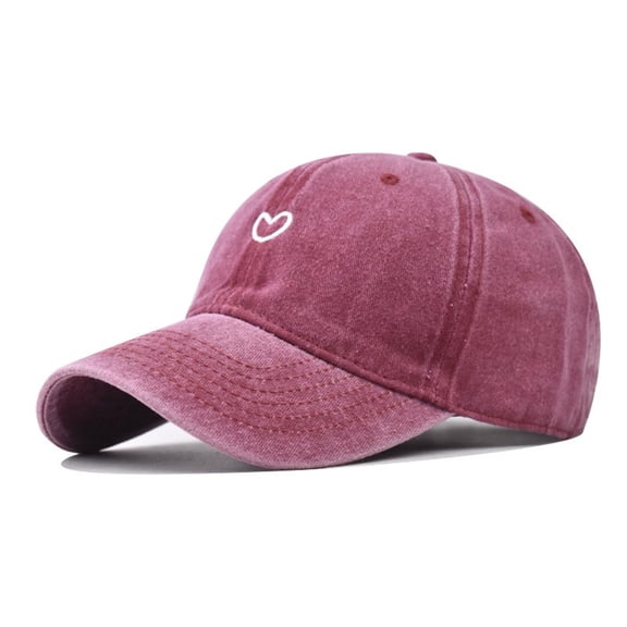 Women's Baseball Hat Vintages Washing Cotton Hat Breathable Cotton Hat with Loves Heart Detail Adjustable