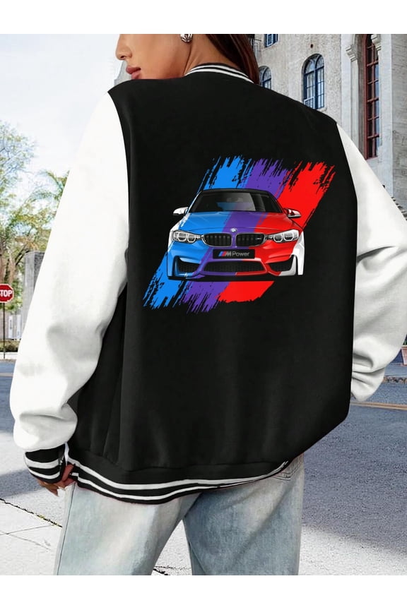 Women's Baseball Jacket BMW M Large Size Varsity Hoodie Popular Sports Jacket For Women