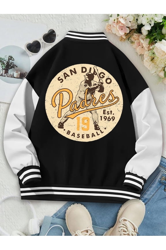 Women's Baseball Jacket Featuring Tony Gwynn Padres Design | Hoodie for Ladies | Baby Bears Fernando Tatis MLB Style