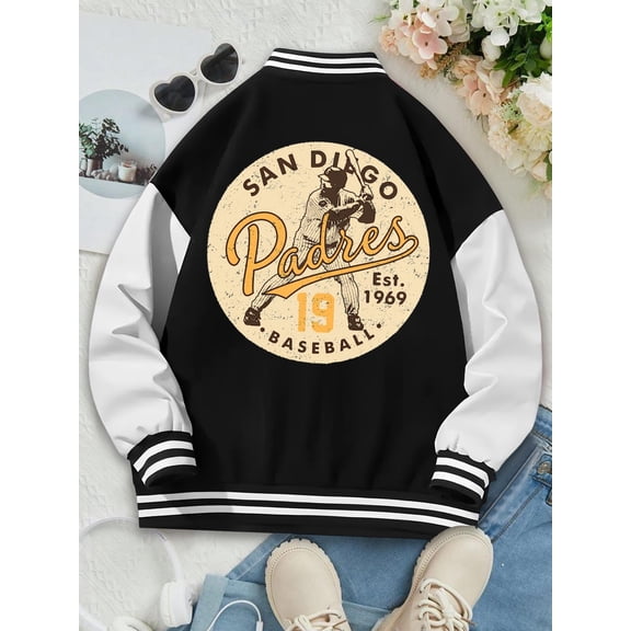 Women's Baseball Jacket Featuring Tony Gwynn Padres Design | Hoodie for Ladies | Baby Bears Fernando Tatis MLB Style