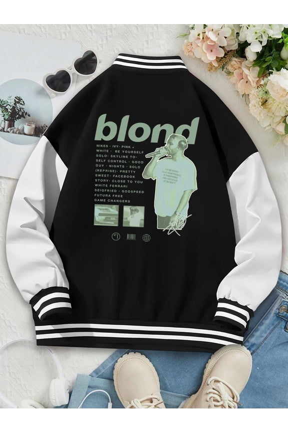 Women's Baseball Jacket Frank Ocean Blond Hoodie for Women | Hip Hop Music Fashion | Oversized Casual Jacket
