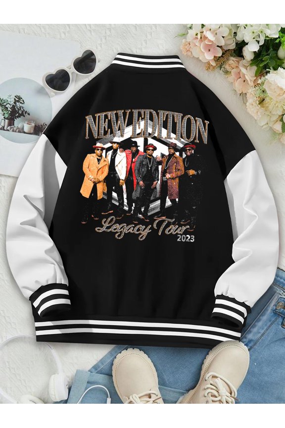 Women's Baseball Jacket New Vintage Edition Hip Hop Oversized Hoodie Bobby Brown New Edition Bomber Jacket For Women