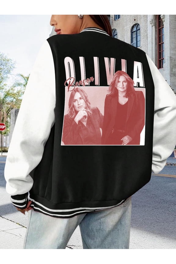 Women's Baseball Jacket Olivia Benson Style Hoodie. Law Order SVU Inspired Bomber Jacket Mariska's TV Fashion for Women.