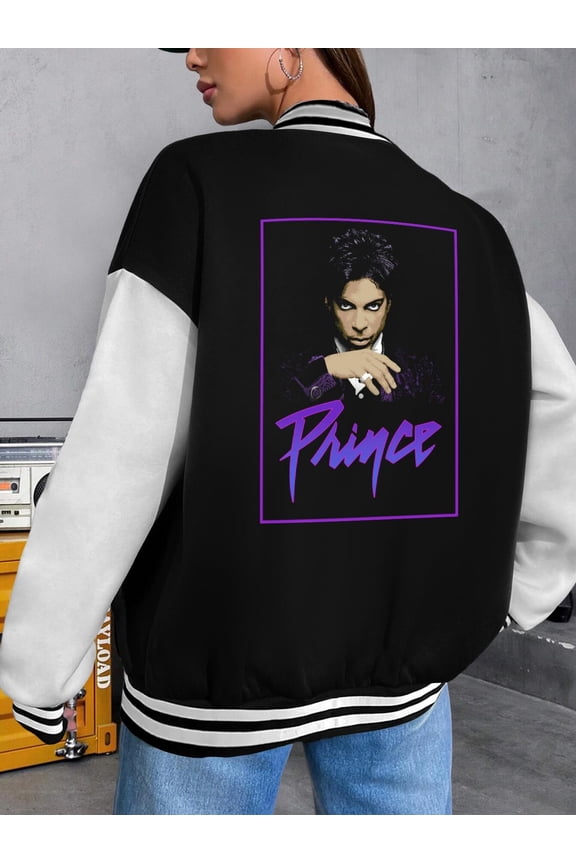 Women's Baseball Jacket Prince Hoodie for Women | Bomber Style | Blues Guitar Music Inspired | fashion Streetwear