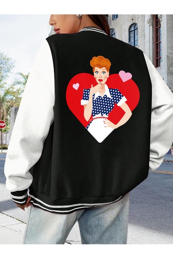 Women's Baseball Jacket Redhead Hoodie Classic Vintage TV for Ladies Desi Arnez Desilu Ethel Mertz Fred Mertz