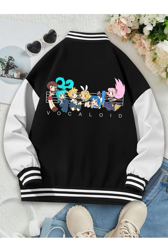 Women's Baseball Jacket Vocaloid Pals Big Size Hoodie Anime Luka Megurine Meiko Rin and Len Vocaloid Bomber Hoodie