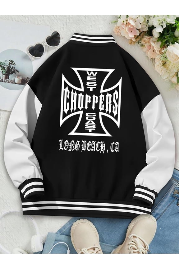 Women's Baseball Jacket West Coast Choppers Biker Style Hoodie Inspired by Paul Walker Motorcycle California Fashion