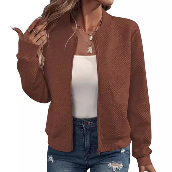 Women's Baseball Jackets Zip Up Bomberes Jackets Casual Long Sleeve Outerwear Windbreaker