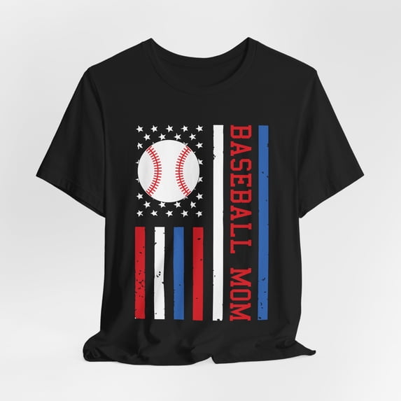 Women's Baseball Mom Red White Blue Flag Shirt