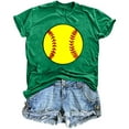thumbnail image 1 of Women's Baseball T Shirts Summer Cute Graphic Crew Neck Short Sleeve Tops Casual Loose Classic Basic Blouses (M, Green 1), 1 of 2