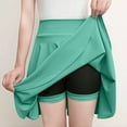 thumbnail image 1 of Women's Basic A-Line Skirt Summer Shorts Skirt School Pleated Casual Mini Skater Plus Size Flared Skirt Green 3XL, 1 of 6