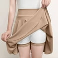 thumbnail image 1 of Women's Basic A-Line Skirt Summer Shorts Skirt School Pleated Casual Mini Skater Plus Size Flared Skirt Khaki M, 1 of 6