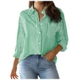 thumbnail image 1 of Women's Basic Button Down Shirts Striped Dressy Casual Long Sleeved Collared Tunic Tops Business Work Relaxed Fit Cardigans, 1 of 5