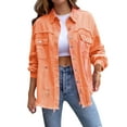 thumbnail image 1 of Women's Basic Button Down Stretch Fitted Long Sleeves Denim Jean Jacket, 1 of 6