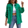 thumbnail image 1 of Women's Basic Button Down Stretch Fitted Long Sleeves Denim Jean Jacket, 1 of 8