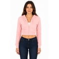 thumbnail image 1 of Women's Basic Casual Cotton Fleece Long Sleeves Solid Full-Zip Cropped Sweatshirt Hoodie, 1 of 3