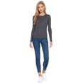thumbnail image 1 of Women's Basic Casual Fitted Long Sleeve Top, Charcoal Grey M, 1 of 3