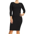 thumbnail image 1 of Moa Collection Bodycon Midi Dress, Women's Plus Size, 3/4 Sleeve, Solid, 1 of 5