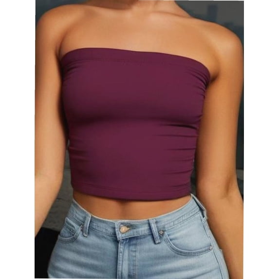 Women's Basic Casual Strapless Backless Bandeau Bra Tube Top